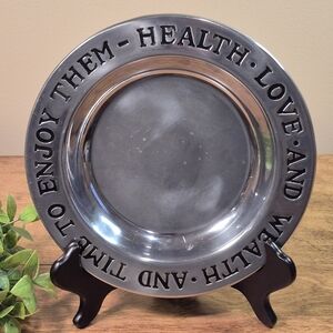WILTON ARMETALE RWP Metal Alloy Pewter Look 'Health' Sentimental Motto Plate